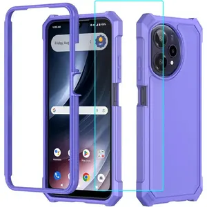 for Cricket Icon Plus 2026 Case with Screen Protector,Full Body Protection Front PC Back Soft Silicone Bumper,Heavy Duty Protection Shockproof Phone Case for Cricket Icon Plus Purple Cover Protective Cellphone Smartphone