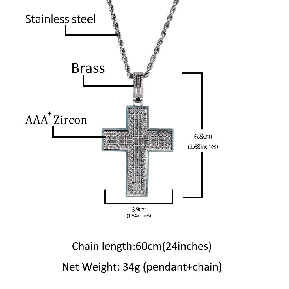 HOLY BLING" Titanium Cross Chain Religious Jewelry Cuban Link Design Purple Zircon Unisex Versatile Accessory High-Quality Materials