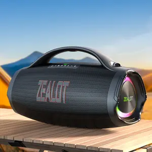 【 ZEALOT 】 Portable wireless speaker 160W, large and powerful bass, DSP, RGB ambient light, IP67 waterproof, TWS pairing, 36000mAh, portable power bank, supports 24-hour continuous playback. Ideal for family gatherings, outdoor camping, and beach parties