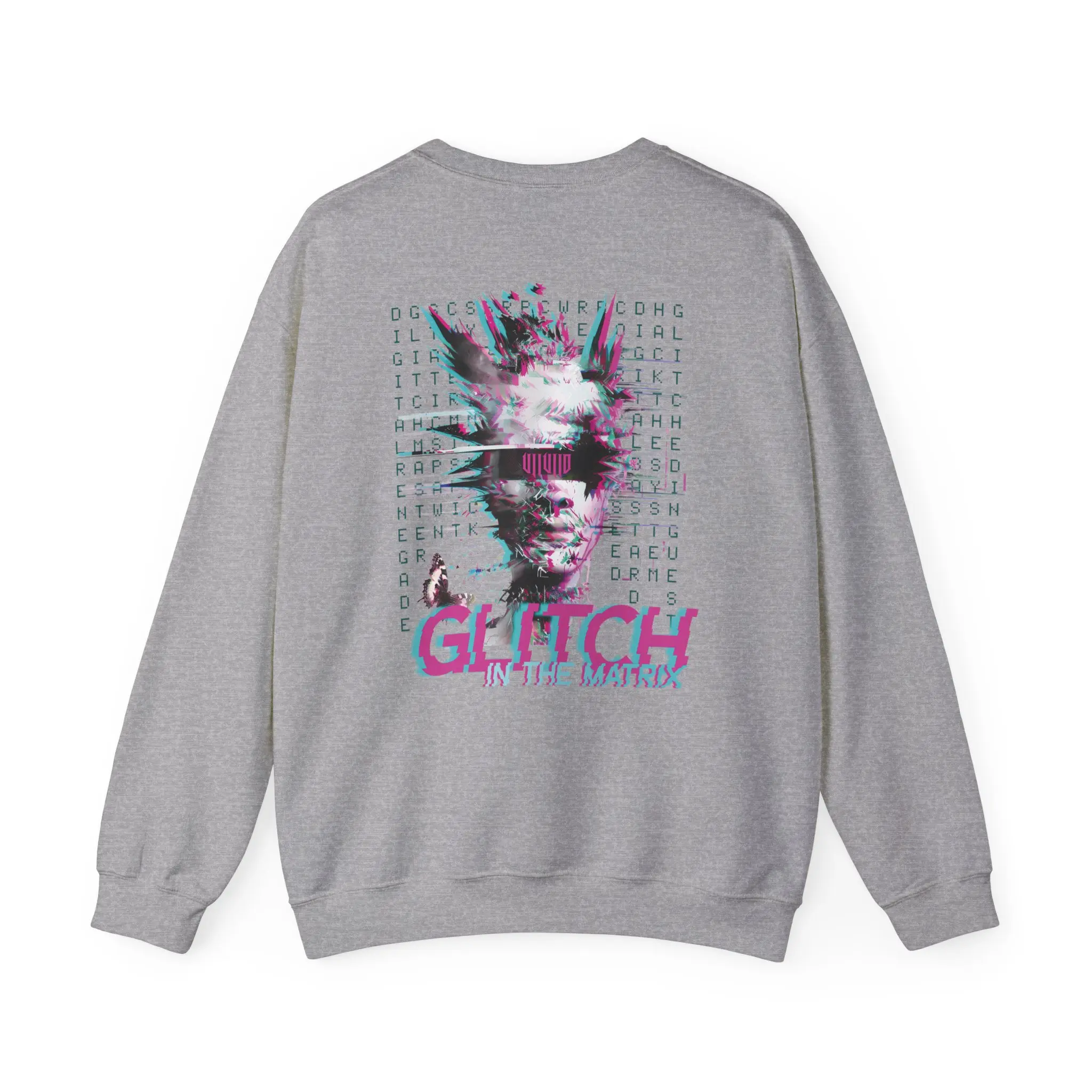 Glitch Art Crewneck Sweatshirt, Unisex Comfortable Sweatshirt, Trendy Oversized Top, Casual Streetwear, Perfect Gift for Art Lovers Fabric Menswear Soft Hoodie Layer Ribbed Cotton Man Pullover Stylish