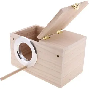 Wooden Parakeet Nesting Box Bird House Mating Breeding Box for Cage, for Lovebirds Cockatoo Budgie Finch Canary Small Medium Birds (M:7.9 * 4.7 * 4.7 inch)