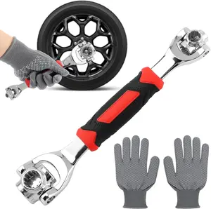 King Estore 52-in-1 Universal Socket Wrench Set with Gloves, Adjustable Universal Socket Wrench, Multi Socket Tool, 360-Degree Rotating Head for Home, Car, and Bicycle Repair