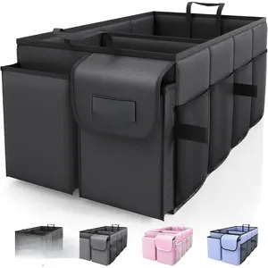 Trunk Organizer - Car Organizer, Foldable Trunk organizer for SUVs & Sedans, Sturdy Car Organization for Car Accessories, Tools, Sundries, Black, 2 Compart