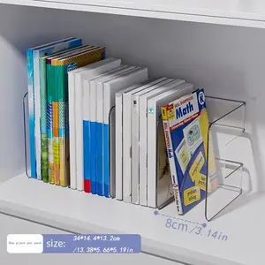 Bookshelf, Space-Saving Desktop Organizer, Anti-Tip Design, No Assembly, Transparent Bookcase for Home Office, University, Library