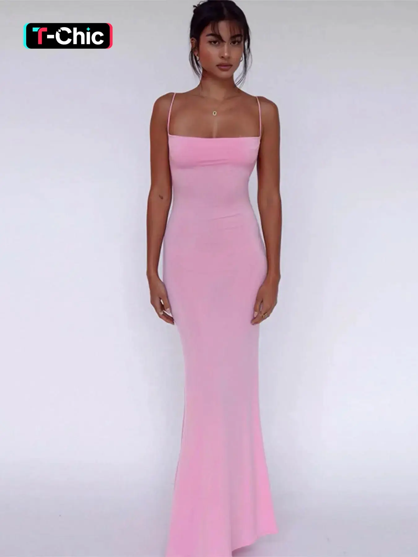 Women's Solid Knitted Backless Cami Mermaid Bodycon Fit Dress, Adjustable Strap Sleeveless Maxi Dress for Parties, Clubs, Dates and Evening, Ladies Summer Clothes - TikTok Shop Women's Solid Knitted Backless Cami Mermaid Bodycon Fit Dress, Adjustable Strap Sleeveless Maxi Dress for Parties, Clubs, Dates and Evening, Ladies Summer Clothes - TikTok Shop