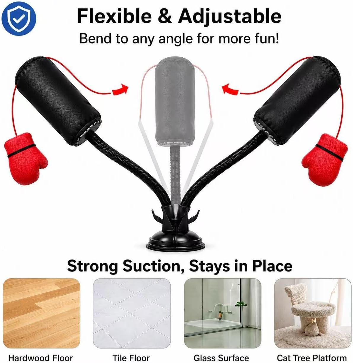 Cat Punching Bag Toy with Strong Suction Cup - Interactive Boxing Toy for Cats, Flexible Adjustable Stand, Stress Relief & Furniture Protection
