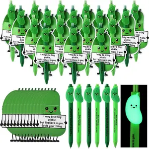 20 Sets Positive Inspirational Pens Luminous Pens Bulk Employees Funny Pen  Operation Christmas Thank You Gifts Encouragement Affirmation with Motivational Tags for Coworkers (Pickle)