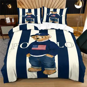 Bear Print Bedding Set, Includes 1 Quilt Cover and 1 or 2 Pillowcases, Excludes Quilt and Pillow Inserts, Suitable for Bedroom or Dormitory Bedding Sets, Ideal for Gifting or Personal Use, Bed Sets Supplies