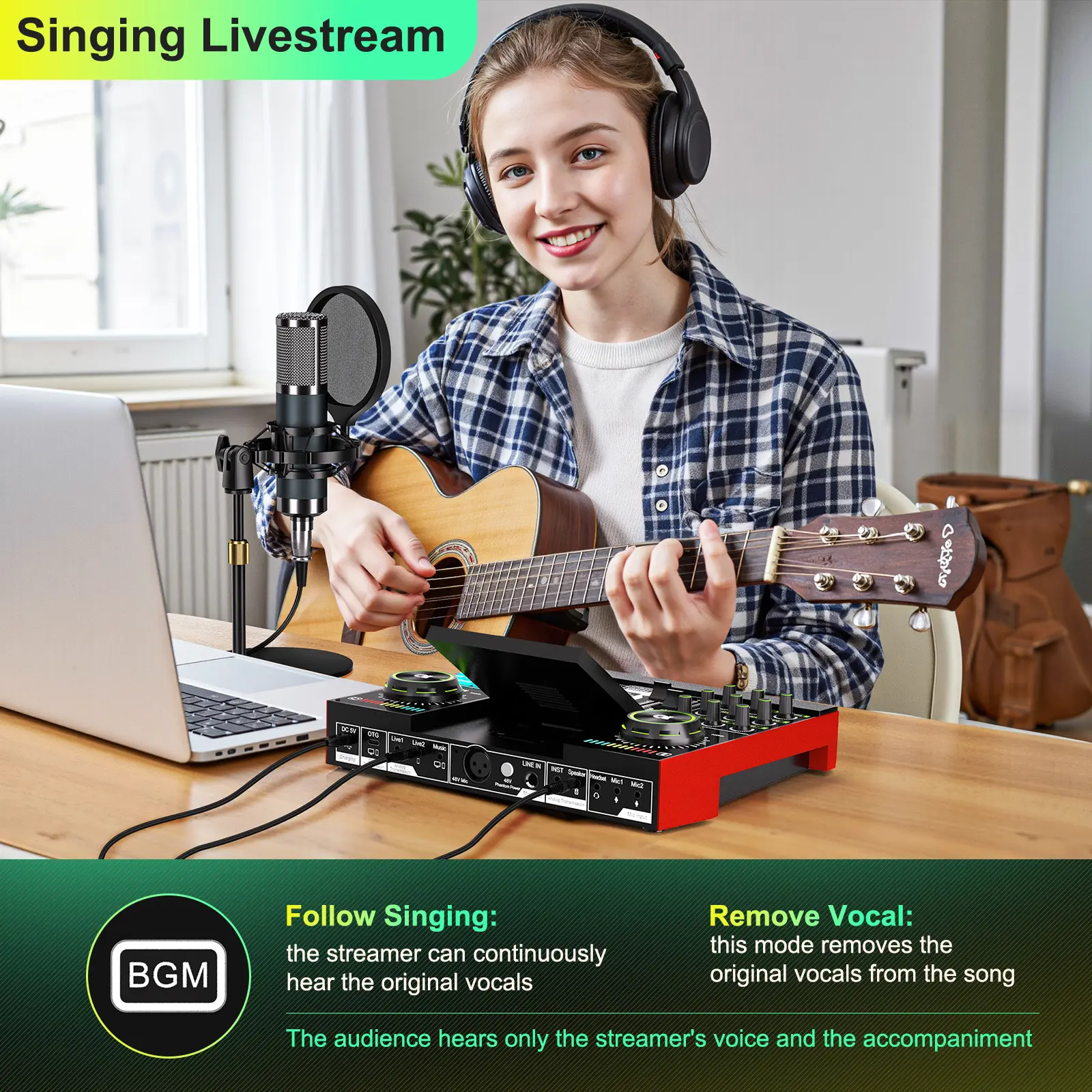 Audio Interface M9 USB Geluidskaart voor Telefoon PC Audio 3.5mm
