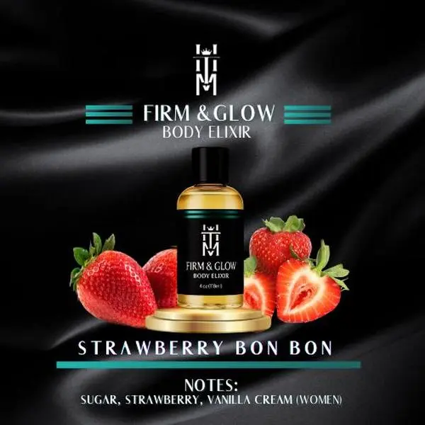 4oz Glass Firm & Glow Body Elixir Strawberry Bon Bon
