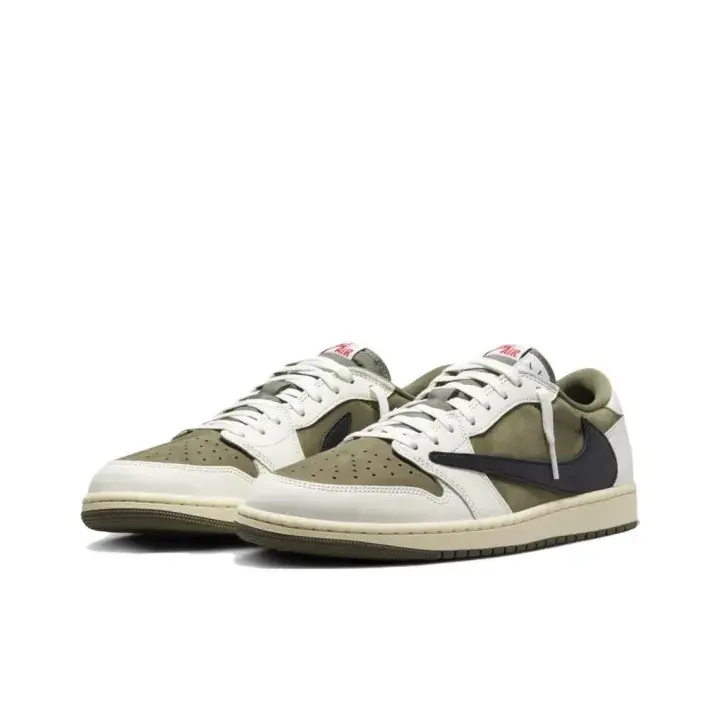 Brand New Low Top Retro Sneakers Olive Green Beige Leather Suede Lace-Up Shoes Unisex With Box