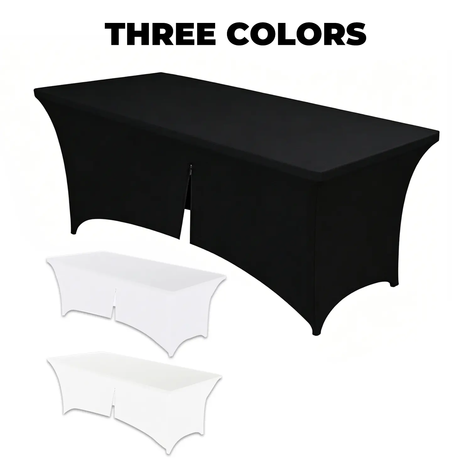 6ft zippered banquet tablecloth, high-elastic, tear-resistant polyester tablecloth, suitable for indoor dining/outdoor parties