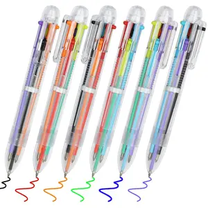 6-in-1 Multicolor Ballpoint Pen (6-Pack) | Retractable 6-Color Writing Pen | Smooth 0.5mm Tip | Transparent Barrel | Stationery for School, Office, Planner & Color-Coding