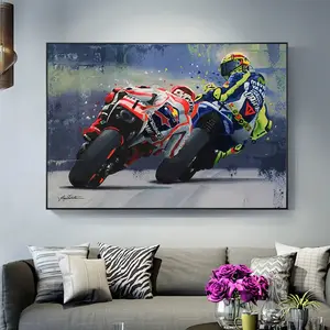 Abstract oil painting poster motorcycle canvas painting poster printing wall art painting suitable for living room home decoration