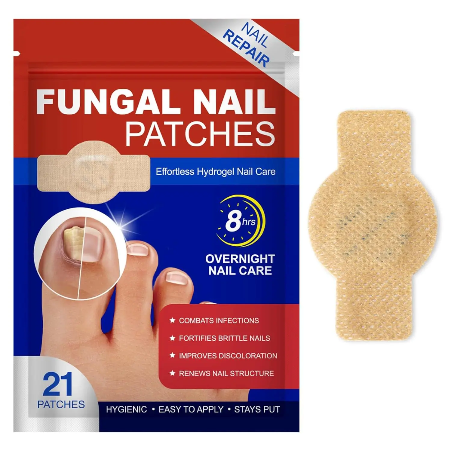 Fungal Nail Patches for Toenail Fungus Treatment – Extra Strength Nail Repair Patches for Damaged & Discolored Nails, Antifungal Nail Care Stickers, Daily Use Nail Repair Kit for Men & Women