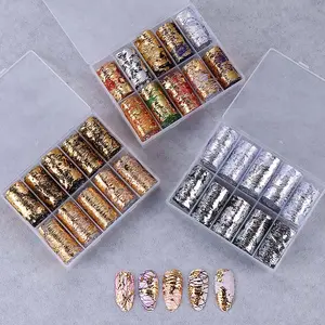 Boxed Nail Art Transfer Foil Paper, Nail Art Sheet, Metallic Mirror Effect Nail Foil, Metallic Sparkle, DIY Starry Sky Paper Nail Decoration