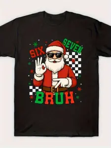 Gen Z Alpha Meme T-Shirt with Santa  _Six Seven_ (