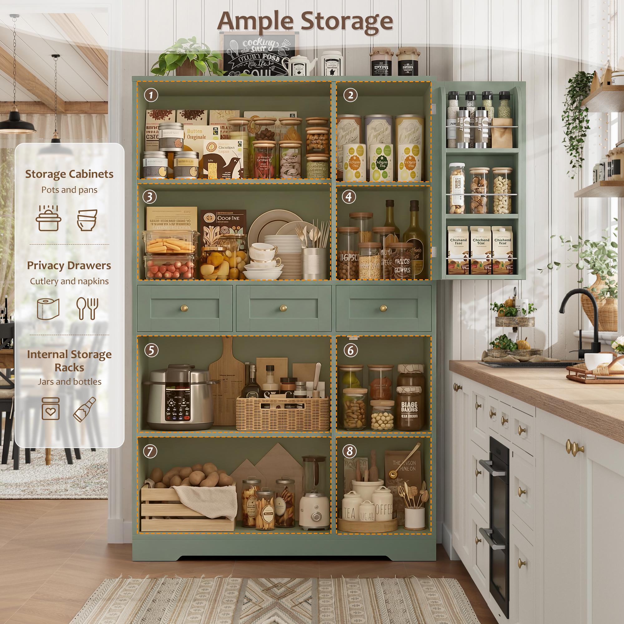 【2 packages shipping】HOSTACK Modern Farmhouse Kitchen Pantry Storage Cabinet 67" H with Barn Doors 3 Drawers & 6 Spacious Cabinets for Dining Room Living Room 【2 packages shipping】HOSTACK Modern Farmhouse Kitchen Pantry Storage Cabinet 67" H with Barn Doors 3 Drawers & 6 Spacious Cabinets for Dining Room Living Room