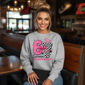 6 7 Unisex Heavy Blend Crewneck Sweatshirt Grey Sand White Classic Cotton Comfy Pullover