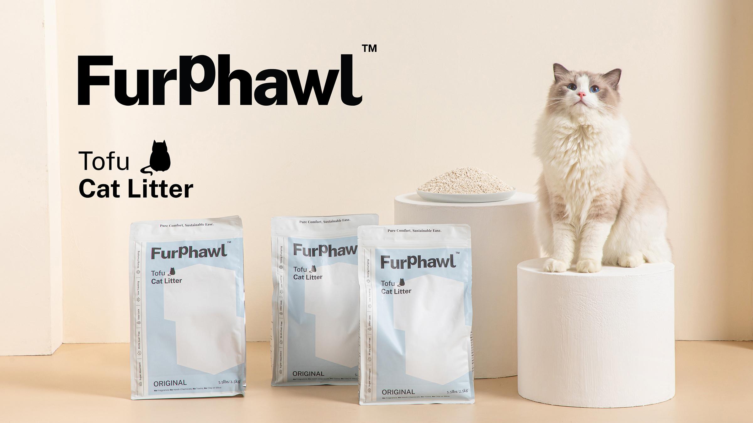FurPhawl – Tofu Cat Litter, Quick Clumping, Low Tracking, Low Dust, 100% Natural, Flushable, Lightweight, Odor Control