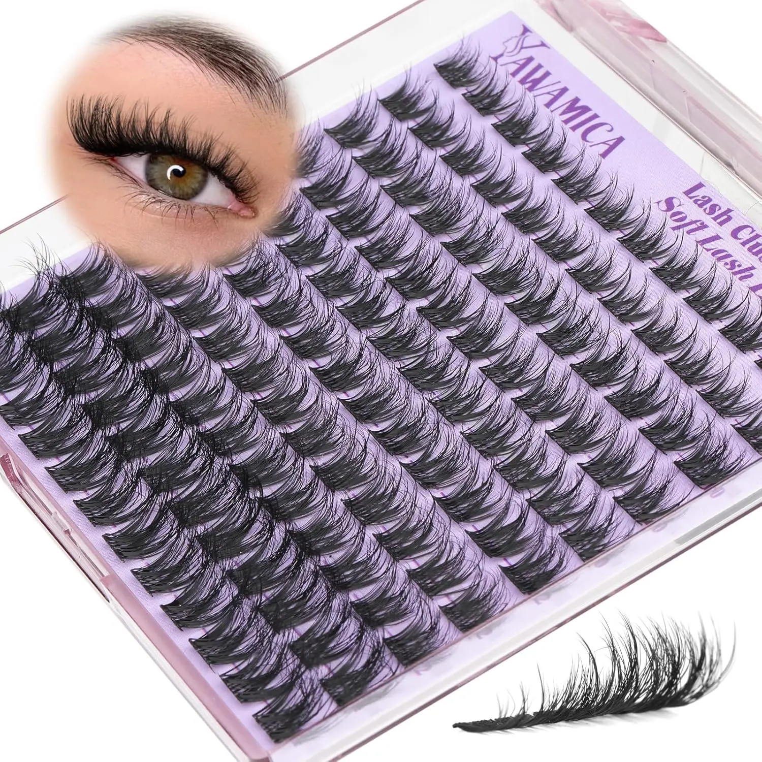 Wispy Fluffy Lash Clusters 8–14mm Short Eyelash Clusters Natural CC Curl Individual Lashes DIY Eyelash Extensions with Thin Lash Band for Daily Wear, Clean Girl & Soft Glam by Yawamica