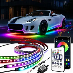 Smart RGB Car Underglow Kit with App & RF Remote - IP67 Waterproof, 16 Million Color LED Light Strips, Music Sync, Universal Fit for All Cars, Trucks, Vans - 12V DC Exterior Lighting