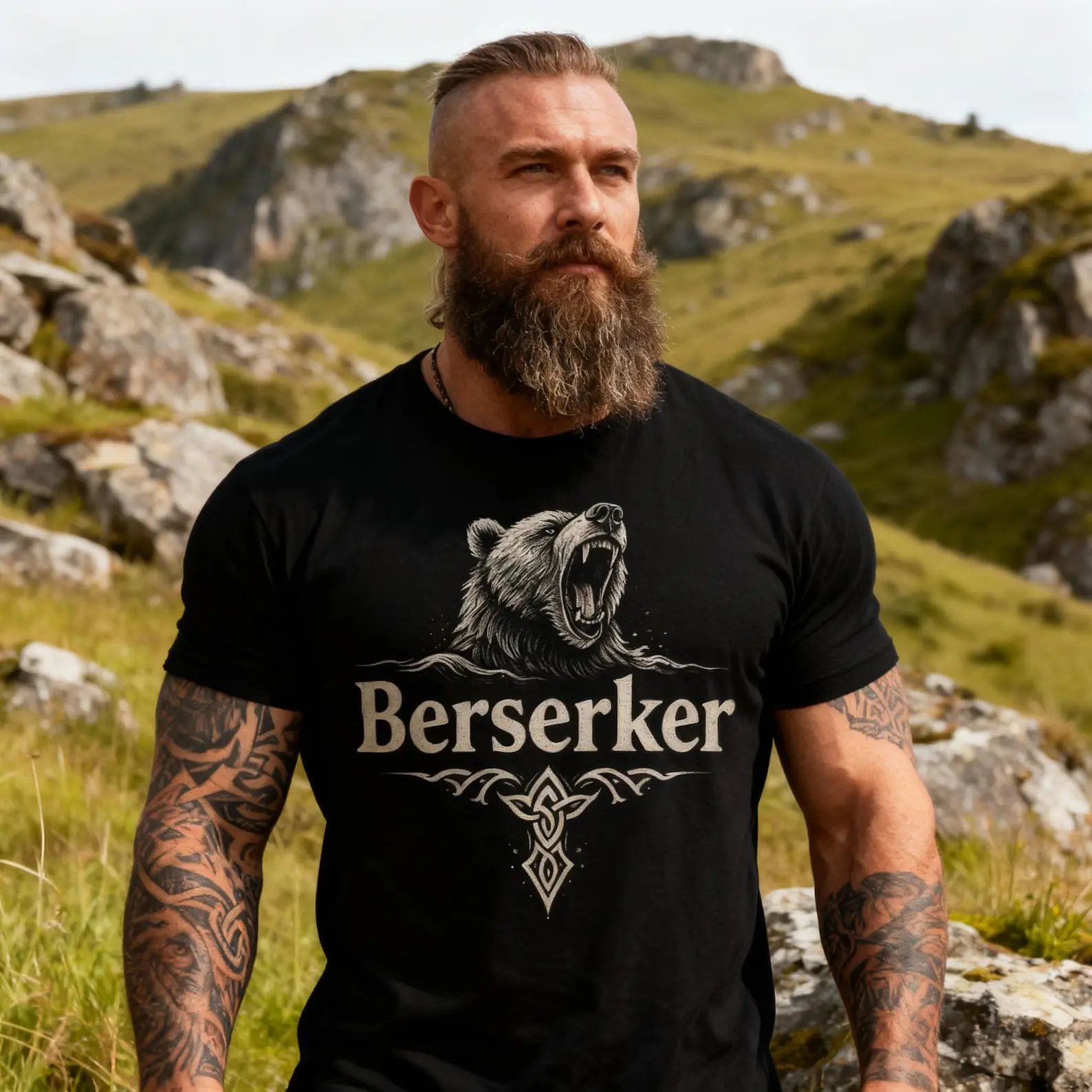 BerserkerT-shirt |Viking shirt with bear design | Nordic Warrior shirt | Clothing from Norse mythology | Gift for men and warriors