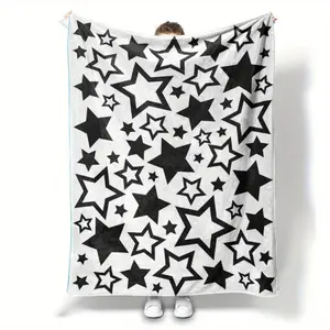 Star Pattern Flannel Throw Blanket Soft And Cozy Fleece For Home Office Sofa And Car Use