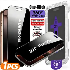 360° Privacy Tempered Glass Screen Protector, 1 Piece, Compatible with iPhone 11/12/13/14/15/16/17/Plus/Pro/Pro Max/17 Air/16E Series. Features anti-peep design for enhanced privacy protection, preventing side view from all directions, and reinforced edge