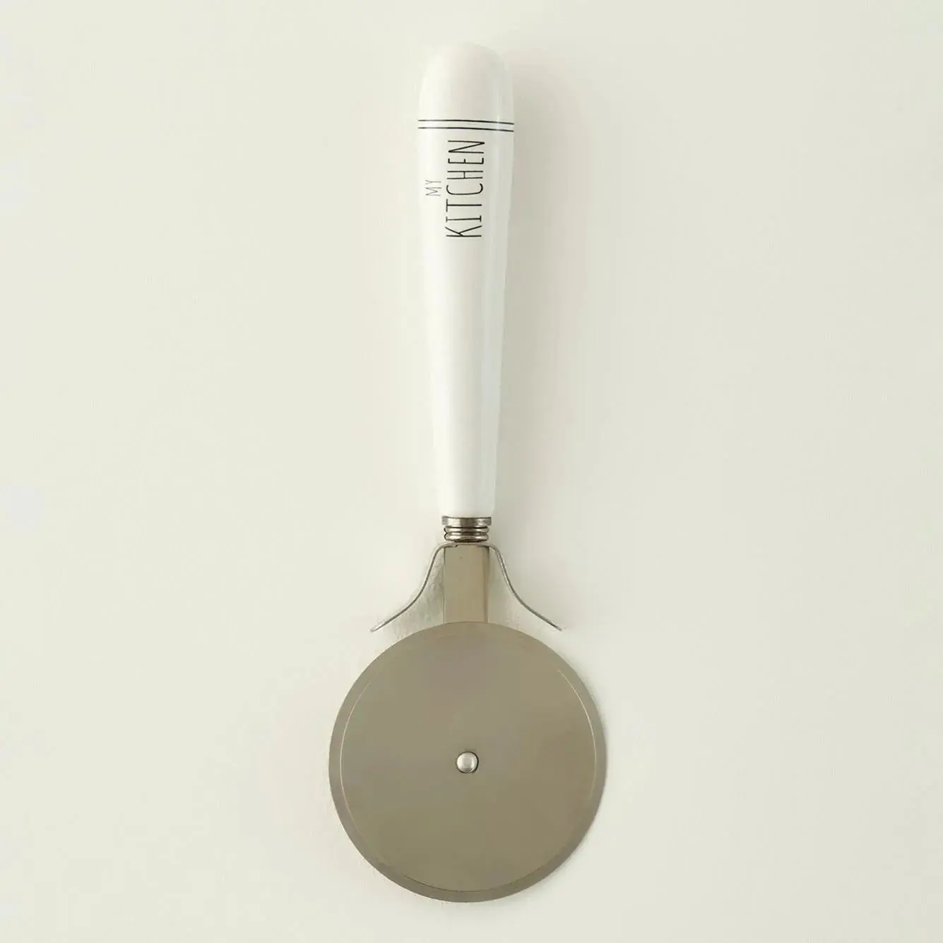 Porcelain Handle Pizza Wheel - 7.7" x 2.4" x 0.7" Durable Stainless Steel Blade, Dishwasher Safe, Food-Safe Kitchen Utensil for Pizza Making, Smooth Cut, My Kitchen Motif Compatible, Food-Safe Design