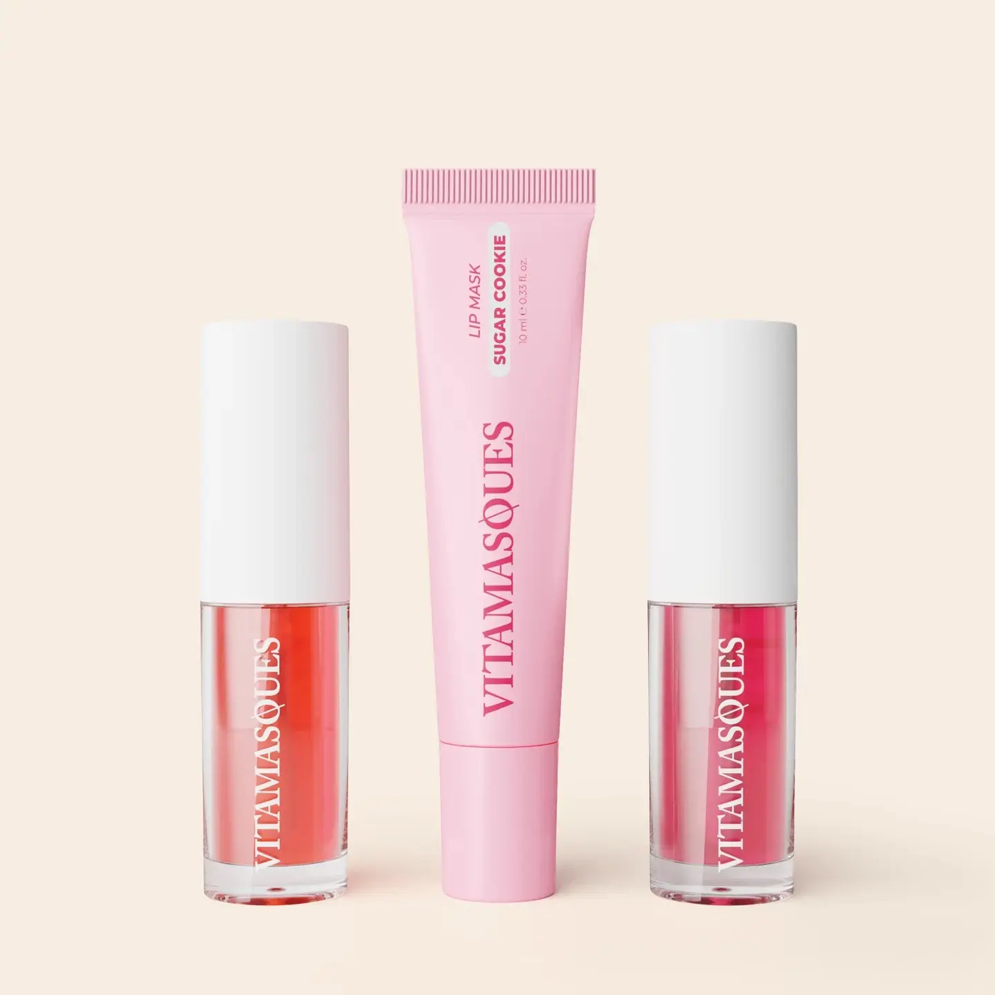 Vitamasques Glazed Lips Oil & Overnight Mask Set | Hydrating & Plumping with 15 Plant Oils, Hyaluronic Acid & Peptides | Juicy Shine & Nourishing Repair | Vegan, Cruelty-Free, Clean Beauty | Lip Balm Oil Hydrate Moisture Cherry Strawberry