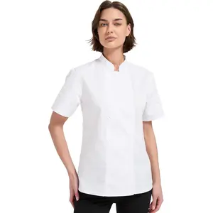 Chef Coat Women Short Sleeve Lightweight Black Chef Jacket For Women Chef Uniform for Kitchen,Restaurant,Bakery