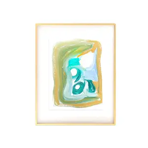 Original Abstract Watercolor Painting, Digital Print, Digital Download, Turquoise, Green, Yellow, 8x10, Abstract Artwork