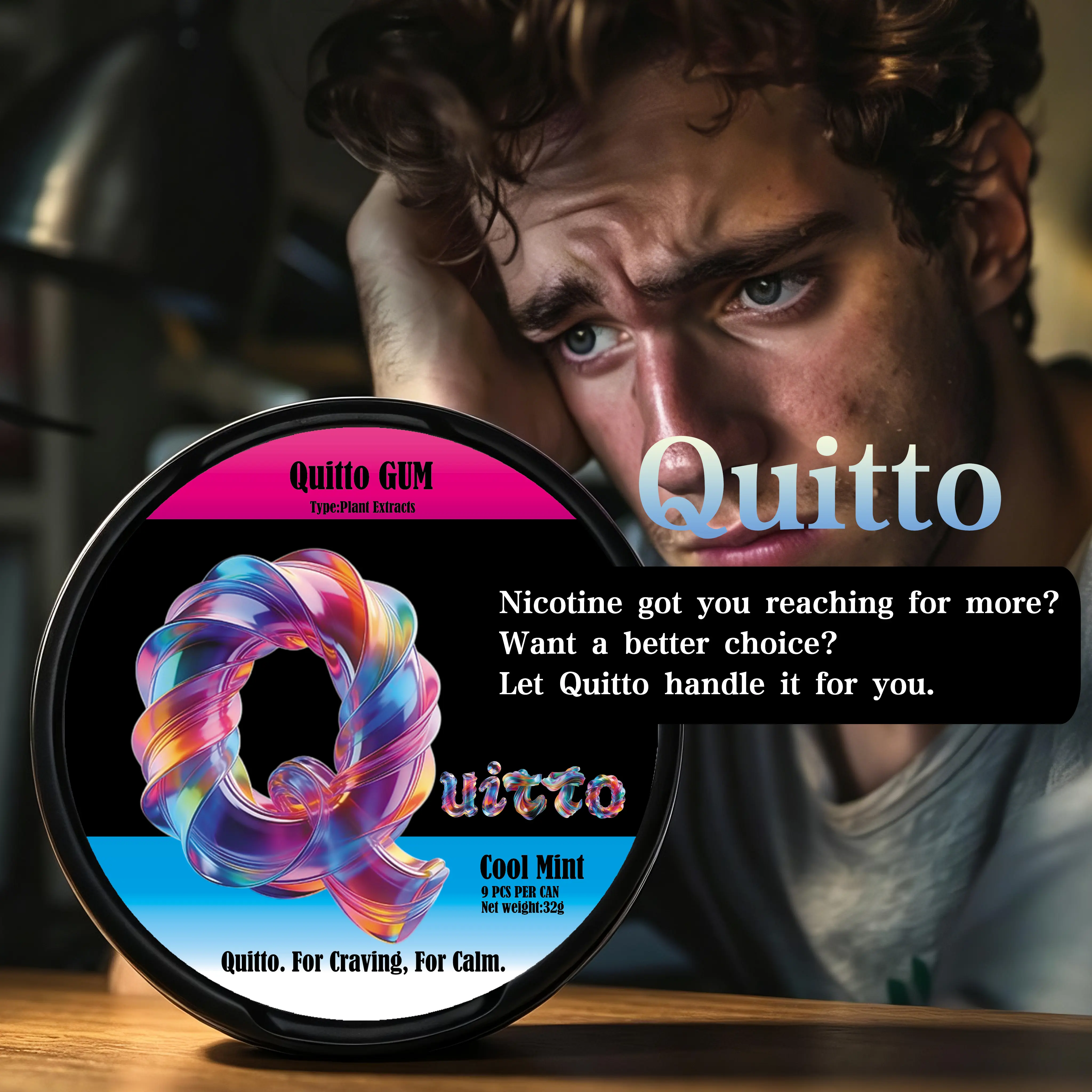Quitto Nicotine-Free Gum – A Refreshing Alternative, Mint, 9 Pieces