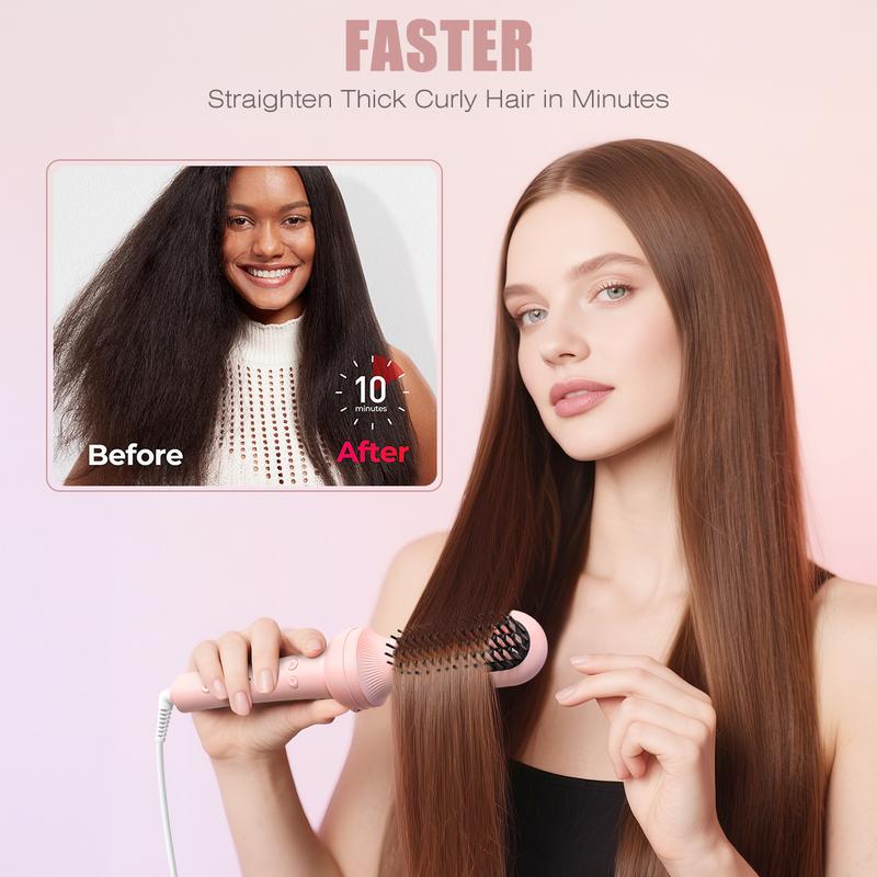 Spitcale 5-in-1 Interchangeable Curling Iron Set 5 Styling Tools 28mm 32mm 40mm Roll Hair Straightener Brush Volumizing Comb & Curling Iron 3 Temp Timer Negative Ions Pink Attachment