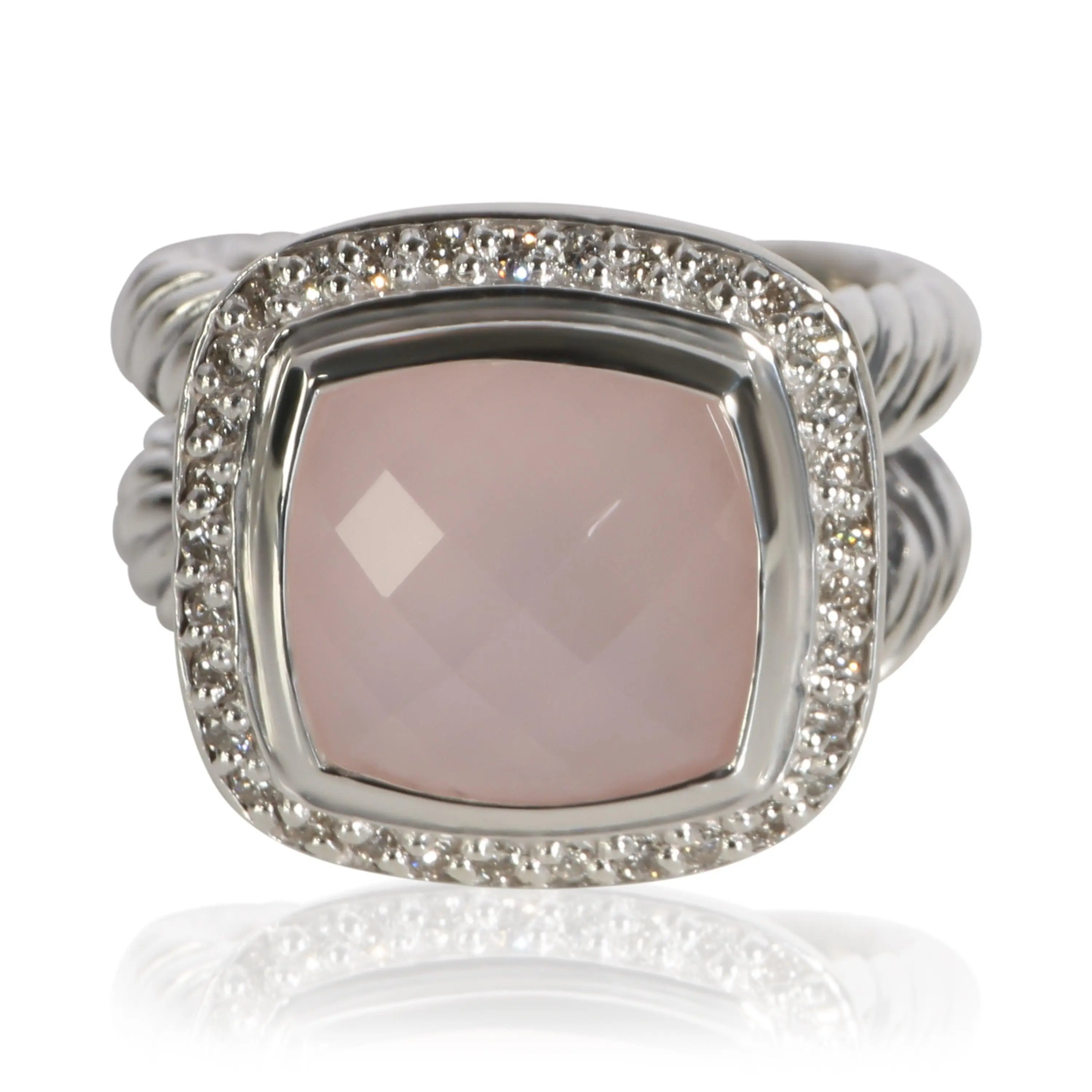Pre-owned NY156506 David Yurman Sterling Silver Quartz And Diamond Albion Ring