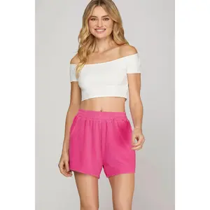 Rachel Ribbed Hot Pink Shorts