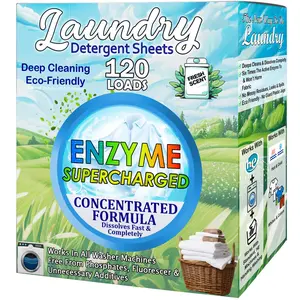Laundry Detergent Sheets (120 Loads) - Eco-Friendly Hypoallergenic | Enzyme-Based Powerful Stain Remover for Sensitive Skin