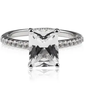925 sliver wedding rings Rectangular zircon women's fashion ring