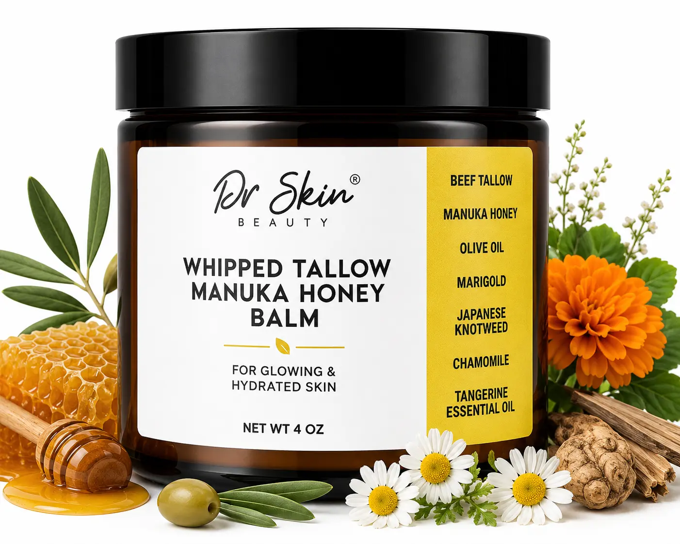 Dr. Skin Wagyu Tallow Balm - Deep Moisture for Dry, Sensitive Skin | Manuka Honey & Calendula