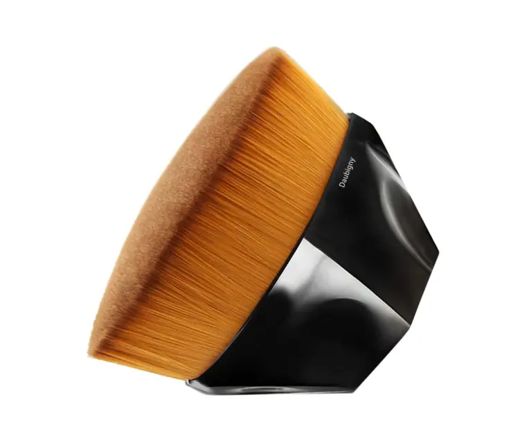 Foundation Makeup Brush Flat Top Kabuki Hexagon Face Blush Liquid Powder Foundation Brush for Blending Liquid, Cream or Flawless Powder Cosmetics with Bonus Protective Case (Black)
