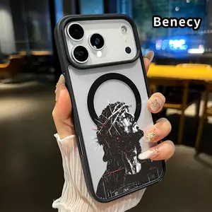 Magnetic Soft Case for iPhone 17 Pro Max 17 Air Non-Yellowing Drop Protection Transparent Acrylic Jesus Christ Pattern Shockproof Silicone Cover Supports Wireless Charging