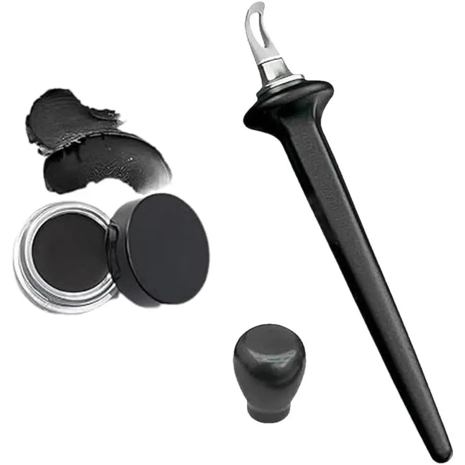 Arcbelle Flawless Cosmetic Eyeliner Set - Waterproof No-Skip Silicone Applicator, Long-Lasting Cream, Multi-Purpose Eyeshadow Stencil, Eyeline Brush Guide (Black Pen + Black Cream) Makeup Products