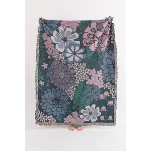 Floral Bloom Throw Blanket - Midnight