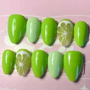 Key Lime Press On Nails 3D Green Fruit Summer Vibe
