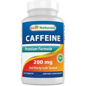 Best Naturals Caffeine 200 mg 120 Tablets | Non Habit | Proven No Crash or Jitters