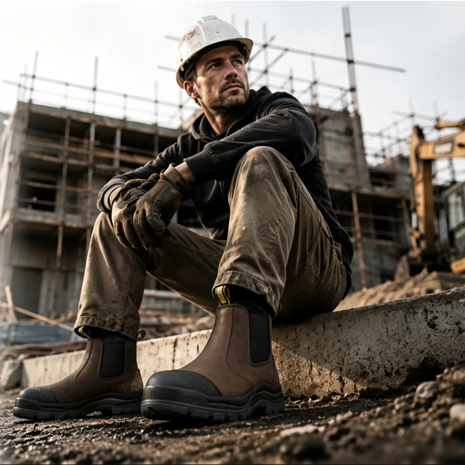HANDPOINT COF822 Men's 6" Composite Toe Waterproof Work Boots, Slip Resistant, Puncture Resistant Kevlar Midsole, Static Dissipative Leather Safety Boots for Construction, Warehouse & Industrial Work, Dark Brown