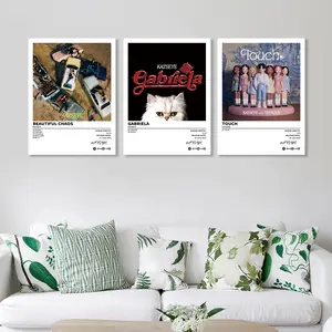 3-piece set of music and song images from Katseye and Touch, retro canvas posters, classic hip-hop album cover art prints, suitable for bedroom, living room, and home office decoration, Modern home decor, ideal holiday gift, frameless