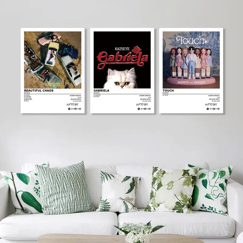 3-piece set of music and song images from Katseye and Touch, retro canvas posters, classic hip-hop album cover art prints, suitable for bedroom, living room, and home office decoration, Modern home decor, Home Decor Products, ideal holiday gift, frameless