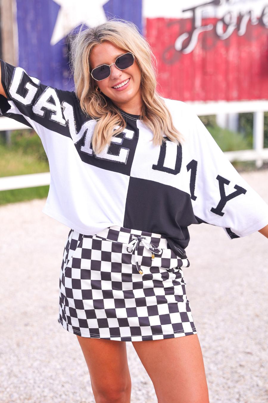 Mntaor Women's High-Waist Tie-Front Checkered Skort - Womenswear Skirt for Coffee Runs, Weekend Outings